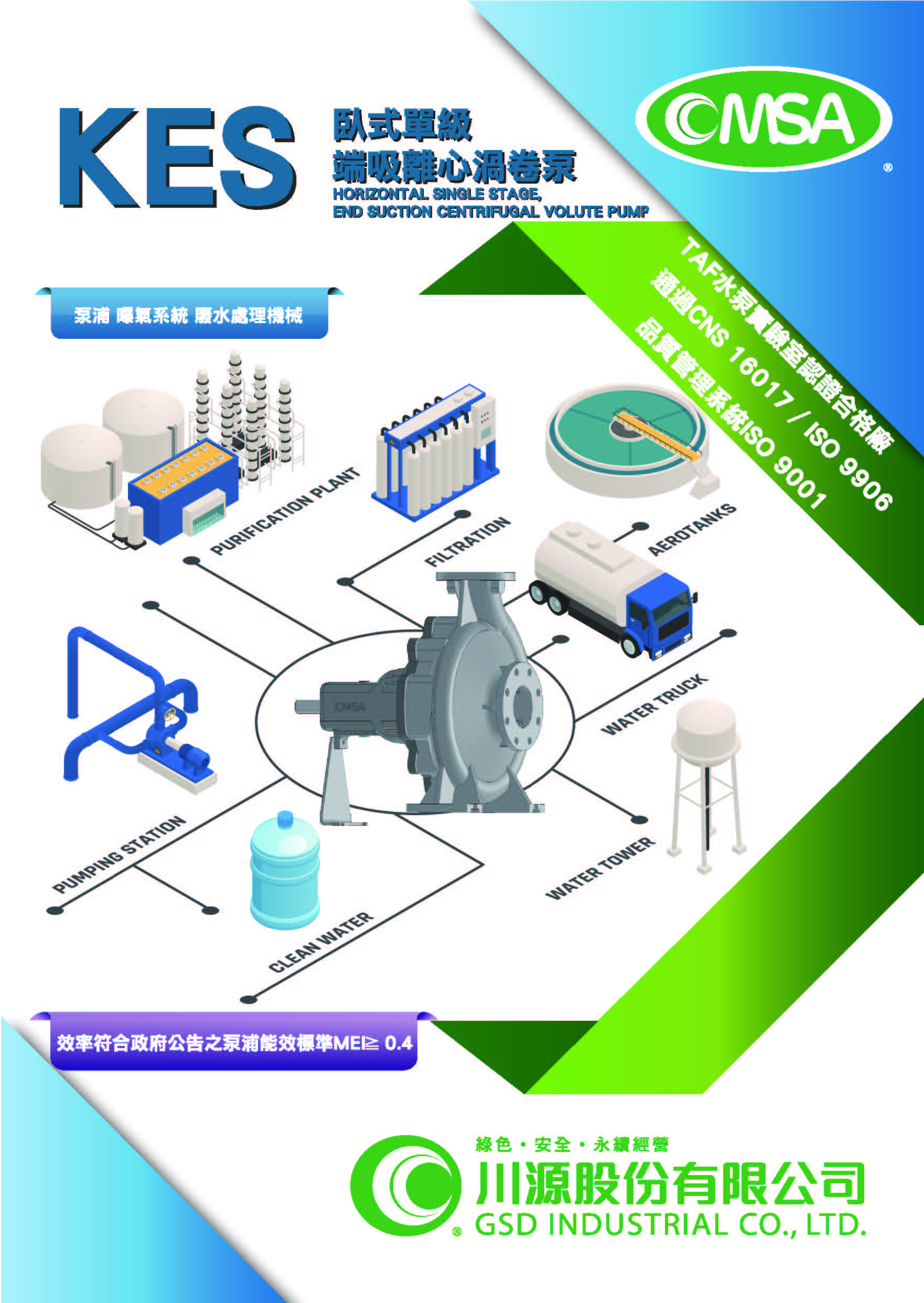 〔KES〕臥式單級端吸離心渦卷泵